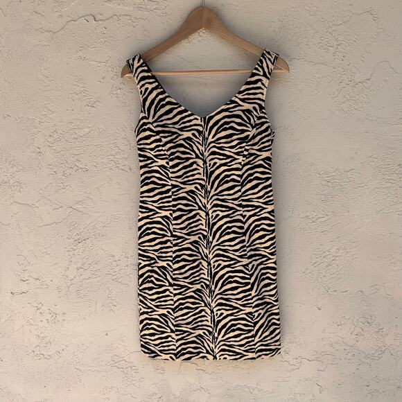 Vintage Robbie Bee Zebra Print Mini Dress Made In USA Size 6 - Picture 1 of 5